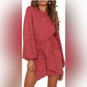 R. Vivimos Chic Long Sleeve Dress in Rose by [Brand]